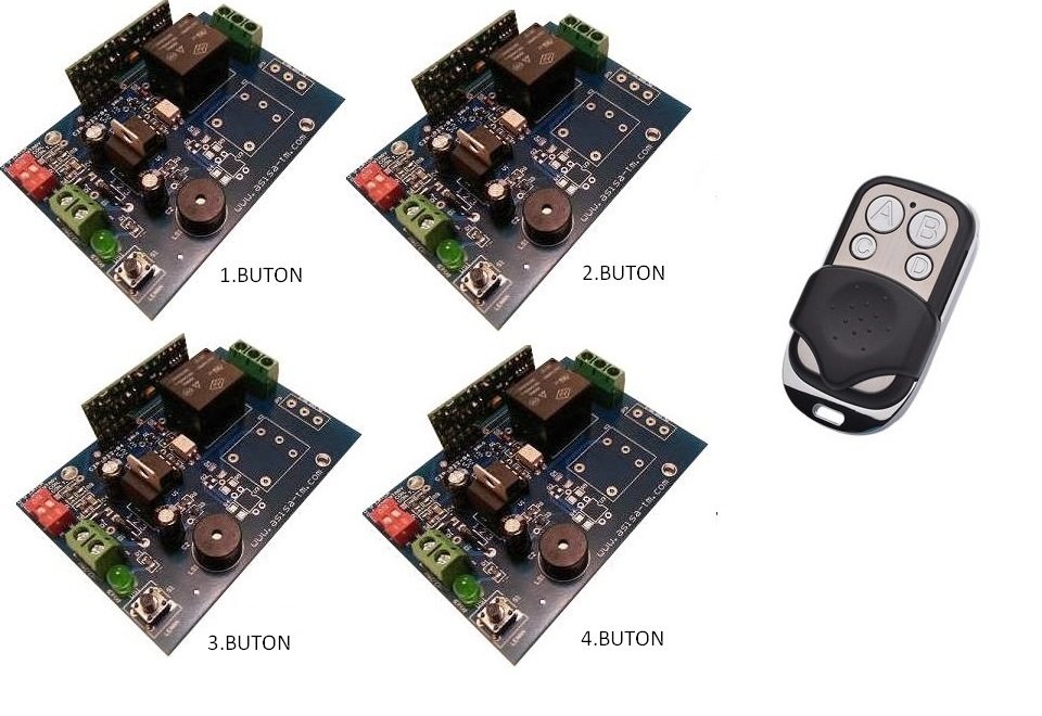 4 ADET 1 KANAL RF ALICI ÜNİTE ve 1 ADET RF ELCİK KUMANDA SETİ