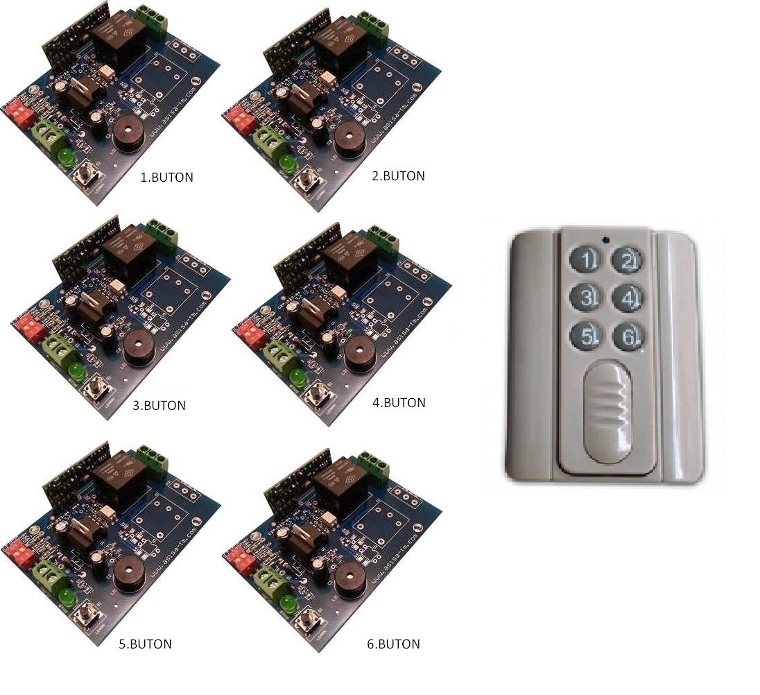 6 ADET 1 KANAL RF ALICI ÜNİTE ve 1 ADET RF ELCİK KUMANDA SETİ